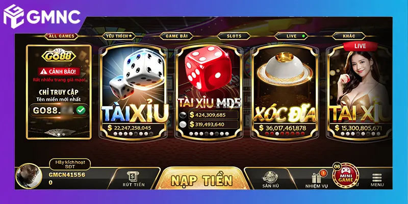 Giao diện cổng game đẳng cấp