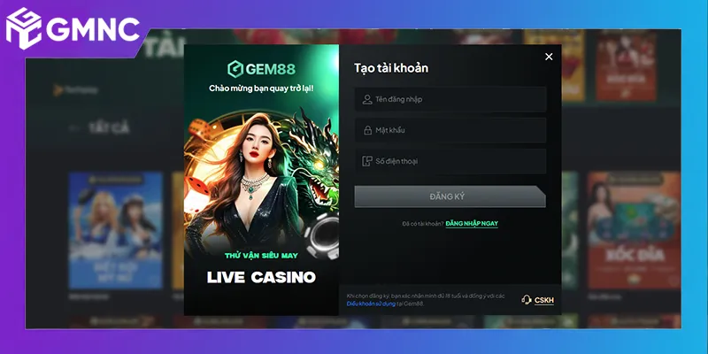Hướng dẫn đăng ký GEM88 với các trường thông tin cơ bản