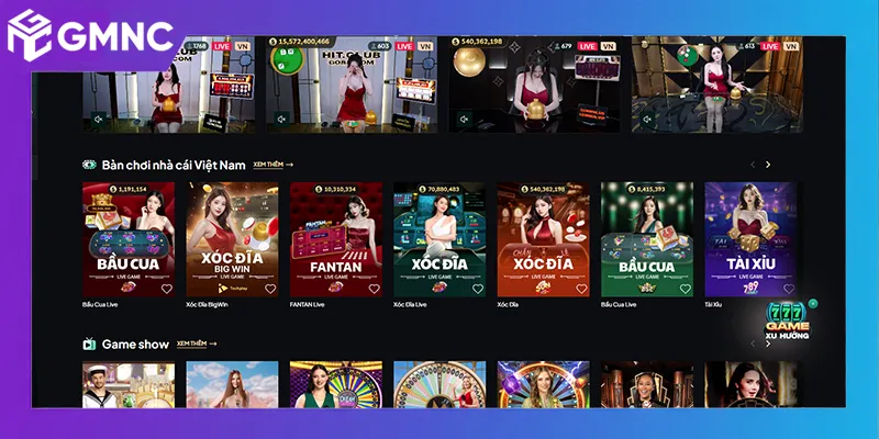 Giao diện casino trực tuyến chuẩn châu Âu