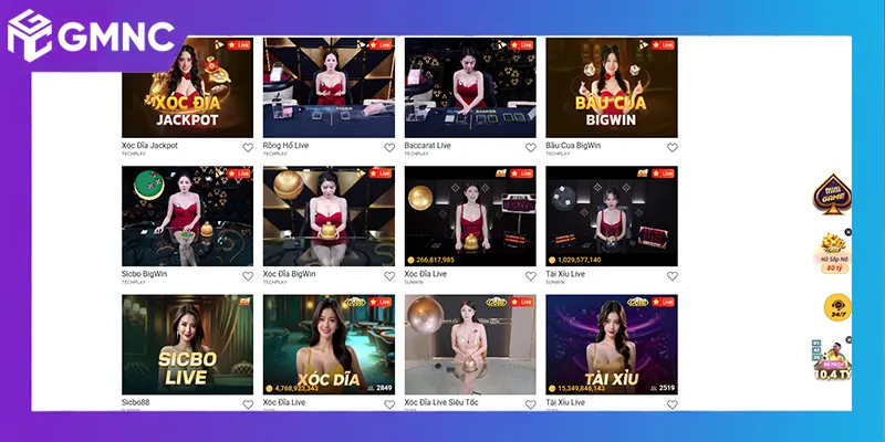 Sảnh casino trực tuyến với dealer thật